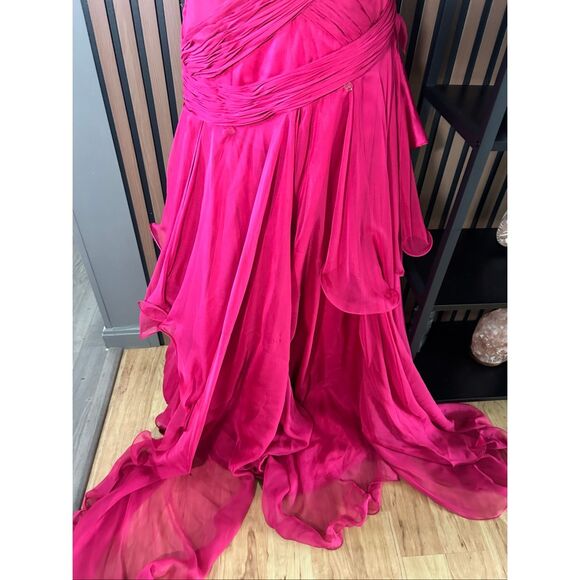 David’s bridal size 1/2 fusia dress y2k long train prom or homecoming - Picture 4 of 9